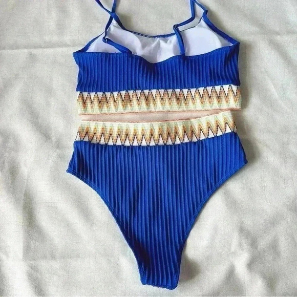 Bikini Sets 2 Piece Swimsuit  Ribbed High Waisted Bathing Suit boho Aztec - Picture 7 of 13